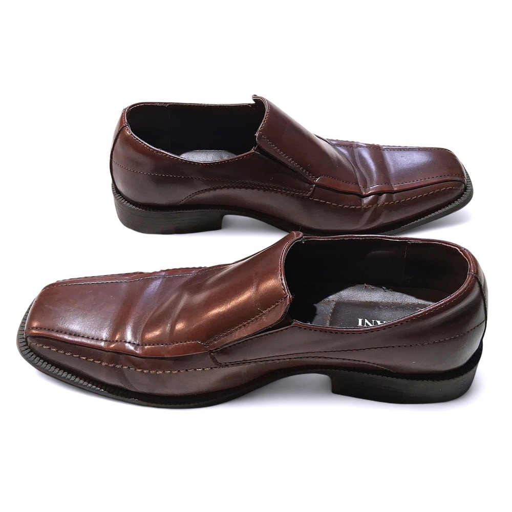 Alfani Mens Brown Square Toe Slip On Dress Shoes Size 10M All Man Made - Picture 2 of 9